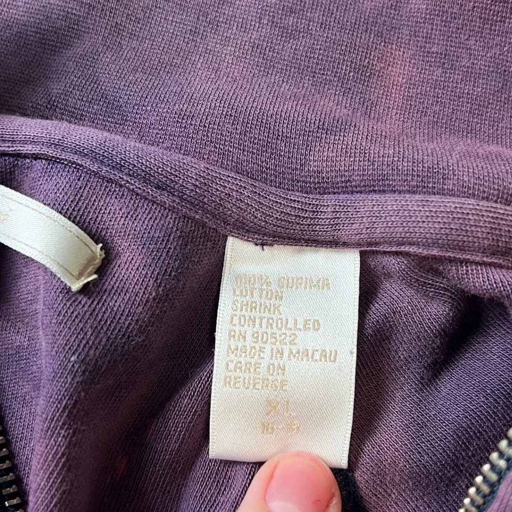 Lady Vesta Jacket Womens XL Purple Notre Dame Supima Cotton Zip Up Sweatshirt